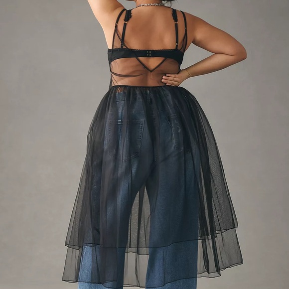 New By Anthropologie Sheer slip size 3x never worn black plus dress - Picture 3 of 4